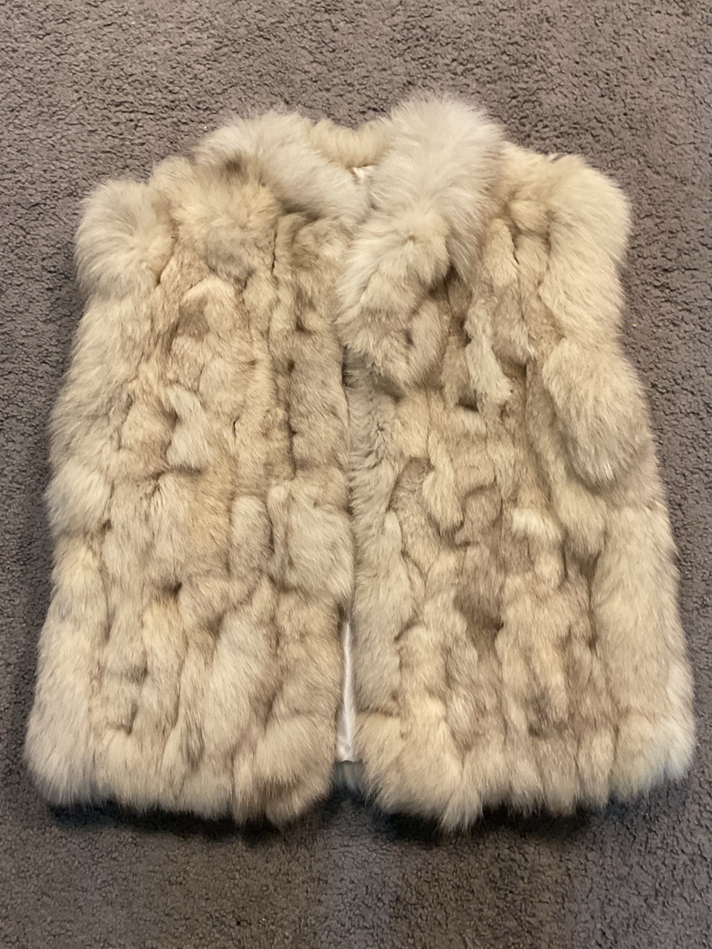 True Vintage Fox Fur White Vest Jacket Coat Dressy Party Wedding Boho sz M